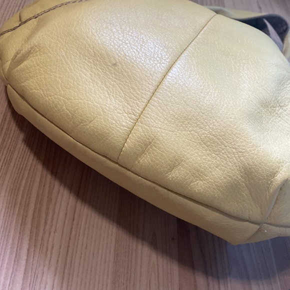 SOLD Lucky Brand Leather Tote Bag Yellow Vintage Pebbled - Picture 7 of 12
